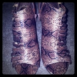 ShoeDazzle - Costa - snake print opentoe bootie